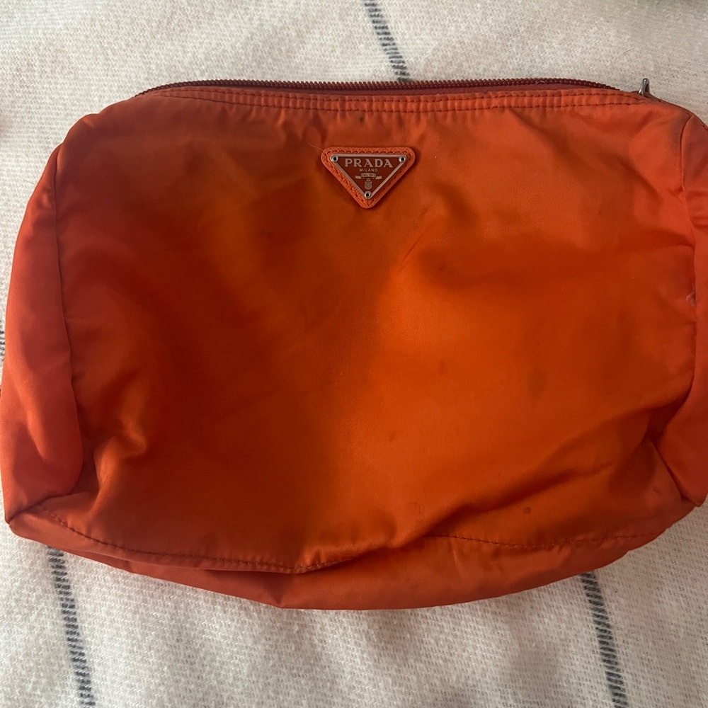 Prada Orange Cosmetic Bag